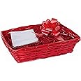 Red Wicker Basket For Hampers Make You Own Gifts Hamper Kit Birthday Christening Wedding Gift Hampers (Red)