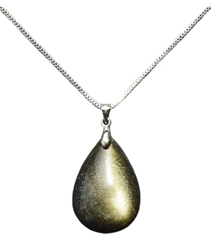 Minéraux et pierres précieuses. Collier 3 perles Obsidienne dorée 8 mm