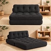 Xbro 2 Seater Sofa Bed, 2-in-1 Portable Convertible Sofa Bed for Small Spaces, Corduroy Fabric with Foam Filling, 180 x 130 c