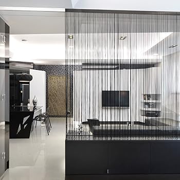 Anladia Schwarz 200 * 90cm Fadengardine Fadenvorhang Türvorhang