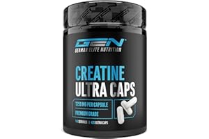 ‎GEN GERMAN ELITE NUTRITION Creatine Ultra Caps - 420 Kapseln mit je 1250 mg reinem Creatin Monohydrat - Premium: Ultrafein + Mesh-Faktor von 200 - Hochdosiert