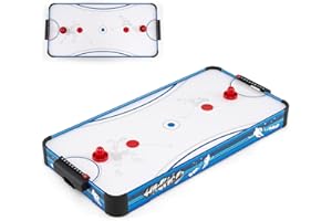 ‎HOMASIS HOMASIS Airhockey Tisch, Air Hockey Spieltisch mit 12V-Motor, Tischhockey inkl. 2 Pucks & 2 Schiebern, elektrischer Airhockeytisch, Lufthockey Speedhockey Eishockey für Kinder & Erwachsene, Blau+Weiß