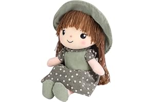 JINTN Girls Fluffy Rag Doll Plush Stuffed Toy Soft Doll Gifts with Hat Skirt Princess Plush Toy Phial Cute Little Girls Dolls Girl Decoration Companion Toys Ragdoll Toy for Christmas Birthday Gift 40CM
