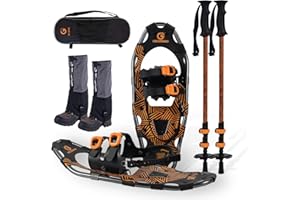 G2 GO2GETHER G2 21/25/30 Inches Light Weight Snowshoes for Women Men Youth, Set with Trekking Poles, Tote Bag, Gaiters,Special Fast Ratchet Binding, Orang/Blue/Red Available