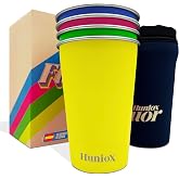 Huniox&reg; Fluor 4 x 350 ml &ndash; Water Glasses &ndash; Coloured Cups &ndash; Stainless Steel Cups &ndash; Stackable Cups &ndash; Children's Cup &ndash; BPA-Free