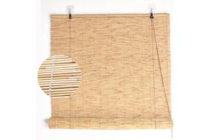 Suwooy Parasols Stores Enrouleurs,Rideau De Roseau Naturel,Store À Rouleau Extérieurs en Bambou,Stores Romains pour Balcons/pergola,Rideau De Paille,Facile À Installer,W×H-80x200cm/31.5x79in
