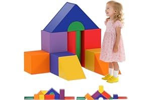 HOMCOM 11-Piece Soft Play Equipment for Toddlers, Kids Soft Play Set, Foam Blocks for Climbing, Crawling, Ages 1-3 Years, Multicoloured