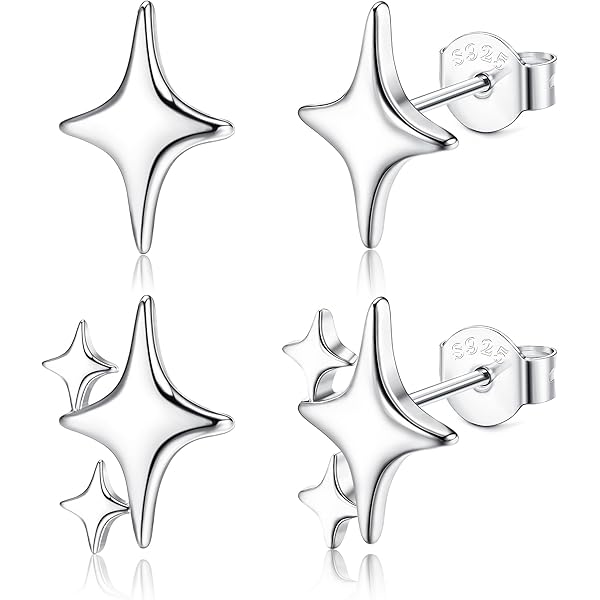 Orecchini A Stella Con Zircone - 2 Paia Di Orecchini Non Forati A Clip, Per Donne E Ragazze, Gioielli Finti Per Feste E Uso Quotidiano - 3