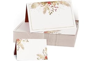 BETESSIN 50 Pcs Christmas Place Card Table Seating Cards Wedding Paper Name Cards for Christmas Table Setting Birthday Xmas Dinner Party Supply