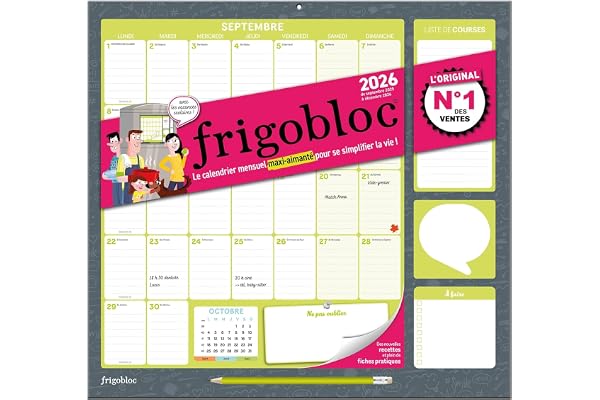 Frigobloc Mensuel 2026 (de sept. 2025 à déc. 2026) - Edition 2025