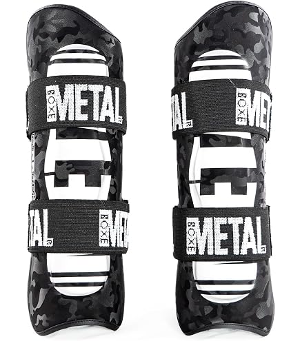 Protège-Tibias Metal Boxe Noir - Taille XL Pour Sports De Combat