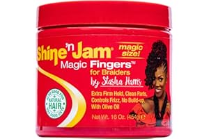 Ampro Shine-n-Jam Magic Fingers Gel for Braids - Provides Firm Hold with Non-Greasy Shine - Strengthens Hair with Silk Proteins - Works on Any Hair Texture to Create Multiple Styles - 454 g