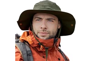 Comhats Grand chapeau de soleil pour homme XL – XXL, large bord UV Safari Bonnie Chapeaux pour l'été, la randonnée, la pêche, la marche, imperméable et coupe-vent, 60 à 66 cm