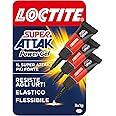 Loctite Super Attak Power Flex MINI TRIO GEL, Colla liquida trasparente e istantanea per materiali flessibili, Super colla re