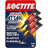 Loctite Super Attak Power Flex MINI TRIO GEL, Colla liquida trasparente e istantanea per materiali flessibili, Super colla re