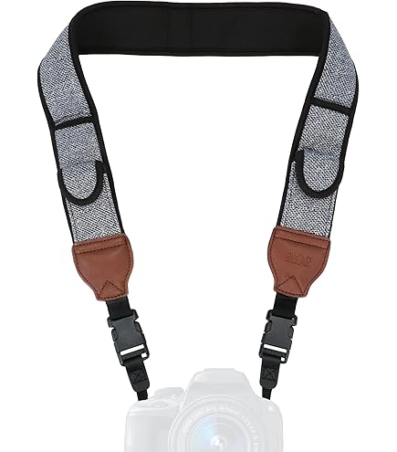 Tracolla Per Fotocamera Con Moschettone Di Sicurezza E Tasca - Imbottita In Neoprene, Regolabile 53-80 Cm - Compatibile Canon, Nikon, Sony, DSLR E Mirrorless