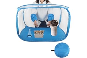 VIHBRAI Tienda de cultivo de setas, 60 x 60 x 90 cm, portátil y plegable, con dos aberturas para los brazos, para hongos como hongos Enoki, hongos medicinales, hongos en general, color azul