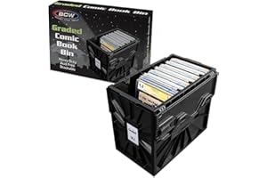 BCW Cubo de cómics graduado, negro, se adapta a hasta 30 losas de cómics graduadas, organizador de almacenamiento de cómics sin ácidos, caja de almacenamiento de cómics de plástico resistente, caja de