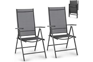 Homeoutfit24 Sedia da Giardino, Sedia Pieghevole, Sdraio Mare per Esterni, Sedia Spiaggia Regolabile per Camping con Schienale, Sedia Mare Balcone in Textilene, Resistente alle Intemperie, Set da 2
