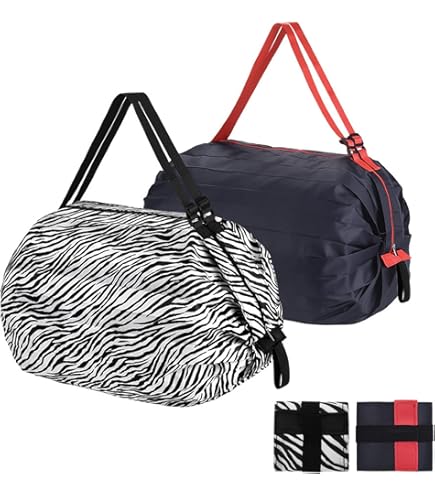 Lot De 3 Sacs De Courses Pliables – Tissu Oxford 210D, 58 X 40 Cm, Résistants Jusqu’à 20 Kg – Avec Mousquetons, Pour Shopping, Voyage, Pique-nique