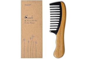 EQLEF Sandelholz Horn Kamm Handgefertigter hochwertiger Natur Sandelholz Horn Kamm (breite Zähne)