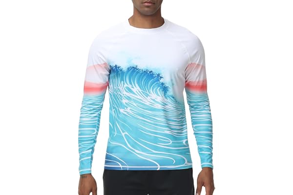 VAYAGER Hauts de Bain pour Homme Anti UV UPF 50+ Rashguard à Manches Longues à Séchage Rapide, Protection UV