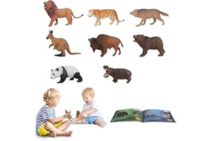YOUCUTE 8 Jumbo Animal Toys for Kids Zoo Safari Jungle Animals Figures With Educational Book Gift for 5 4 3 Year Old 2 Toddler Boys Girls