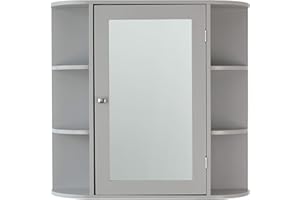 House & Homestyle Mirror Cabinet, H 63cm x W 66cm x D 16.5cm, Gray