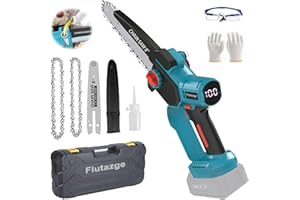 FIUTAZGE Akku Kettensäge für Makita Akkus, 8 Zoll Mini Kettensäge, 18V Brushless Kettensäge, mit Ölpumpen und Werkzeuglosem Kettenspannen für Garten,Ast,Holzschneidenz (Ohne Akku)