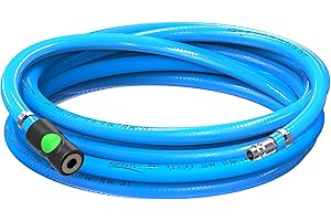 AUPROTEC set de manguera de aire comprimido Ø 9 mm interior 10 m, Manguera de PVC con acoplamiento de seguridad Prevost S1 para compresores de aire, Manguera de compresor AUPROTEC altamente flexible