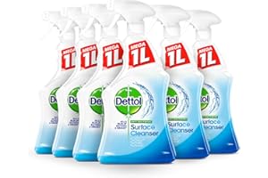 Dettol Antibacterial Surface Cleaners, Fragrance Free, 1.0L (6 x 1L, Total 6.0L), Germ Protection, Disinfectant Spray for Household, Kills 99.9 Percent of Germs