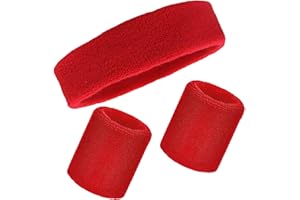 AILIVER Sweatband Set Wristbands Headbands 3 Pieces Wrist Men Women Sweat Bands for Running Exercise Gym Sports Tennis Basketball Moisture Wicking(Wristbands 3.15 * 3.15 inch)