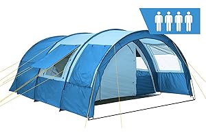 CampFeuer Tente Tunnel Multi pour 4 Personnes | Immense Vestibule, 5000 mm de Colonne d'eau | avec Tapis de Sol et paroi Frontale réglable | Tente de Camping Tente familiale