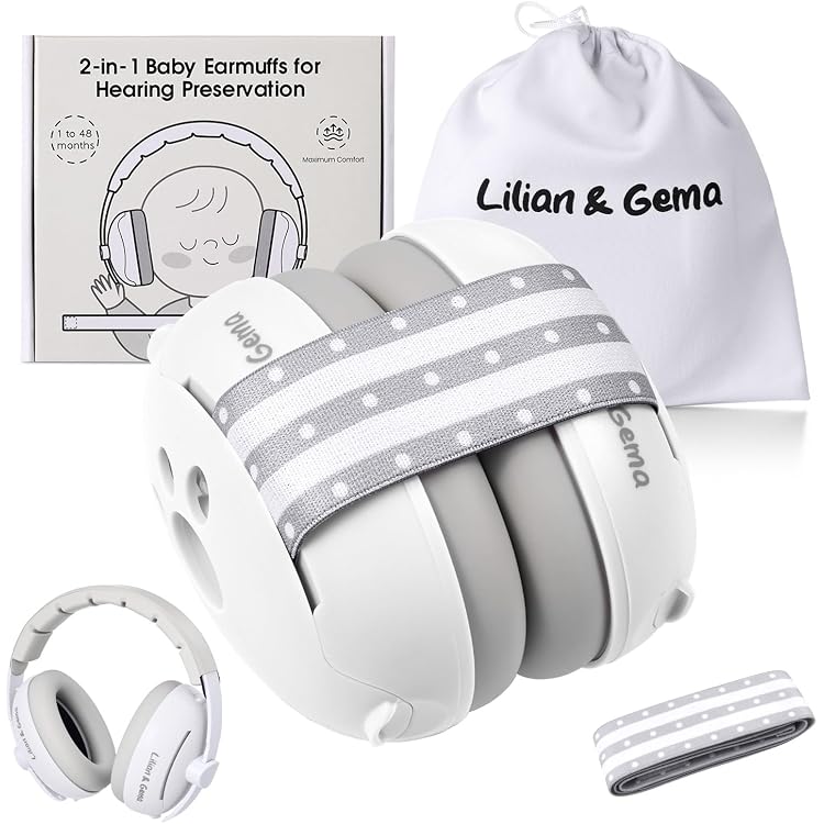 Casque Anti-bruit Bébé 2-en-1 0-4 Ans - Protection Auditive 25dB - Avion, Concerts + Clochette Poignet