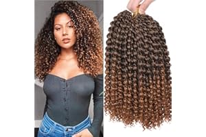 Xtrend 7 Pack 12 Inch Passion Twist Hair Water Wave Synthetic Crochet Braids for Short Passion Twist Braiding Hair Ombre Goddess Locs Bohemian Curl Hair Extensions for Black Women T30#