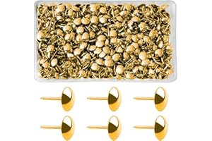 BOHORAY 480 Pcs Upholstery Tacks, Upholstery Nails Furniture Decorative Tacks Nail Push Pins, Antique Bronze Decorative Thumb Tacks for DIY Furniture Decoration Tack Accessories Vintage Sofa (Gold)