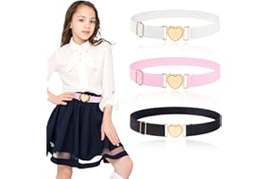 KAIOWPEIC 3 Stück Kindergürtel Mädchen, PU Verstellbare Herz Schnalle Taillengürtel, Herz Schnalle Leder Mädchen Gürtel, Kindergürtel