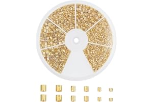 PH PANDAHALL Pandahall Elite – Lote de 1 Caja de Perlas para Aplastar, divisoras, en latón, Colores Surtidos, 1,5 ~ 2,5 mm, Agujero: 1 ~ 2 mm, latón, Dorado