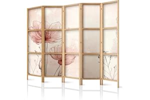 framed concept - Parawan parawan z drewna 225 x 172 cm, 5-częściowy, jednostronny, w orientalnym stylu