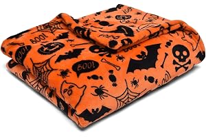 Bedlam – halloween fleece sängöverkast – Boo – 120 x 150 cm i orange, BO1OEZJPPU