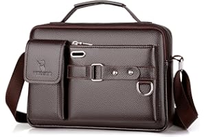 Naudamp Sac à Bandoulière pour Homme Sac à Bandoulière en Cuir Sac étanche Décontracté Mallette de Bureau Fourre-tout de Voyage en Plein Air