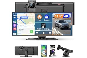 ADELAGNES 11.5 Zoll Carplay Display Android Auto Display,Car Play IPS Touch Screen Kabelloses Carplay Android Auto Bildschirm mit AUX/FM,4K DashCam,1080P Rückfahrkamera,Mirror Link,Bluetooth für alle Fahrzeuge