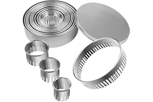 HYBER&CARA 12 PièCes Mini Emporte-PièCe Rond Cannelé Ensemble Emporte-PièCes En Acier Inoxydable Cercle Emporte-PièCes Anneau Scone Cutter Pour PâTisserie Beignet Fondant Mousse Cuisson Bricolage GâTea