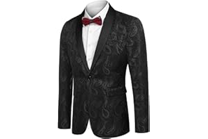 COOFANDY Men's Casual Blazer Paisley Jackets Retro Suit Jacquard Floral Print One Button Stylish Coats Chic Tuxedo Dinner Jacket