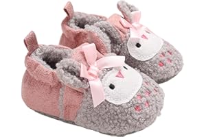 SOOUICKER Baby Slippers 12-18 Months Girls Boy Cute Soft Anti-Slip Crib Shoes Winter Warm Baby Shoes