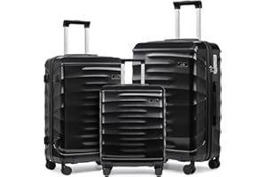 Sea choice Luggage Sets 3 Piece ABS Hard Shell Suitcases Sets of 3 Piece with Brake Caster 8 Spinner Wheels Cabin Luggage 55x40x21 with YKK Zipper TSA Lock