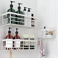 Étagère De Douche Sans Perçage - 5 Pièces Avec Crochets Et Boîtes Latérales - Capacité 18 Kg - Noir Anti-rouille - Pour Salle De Bain Et Cuisine