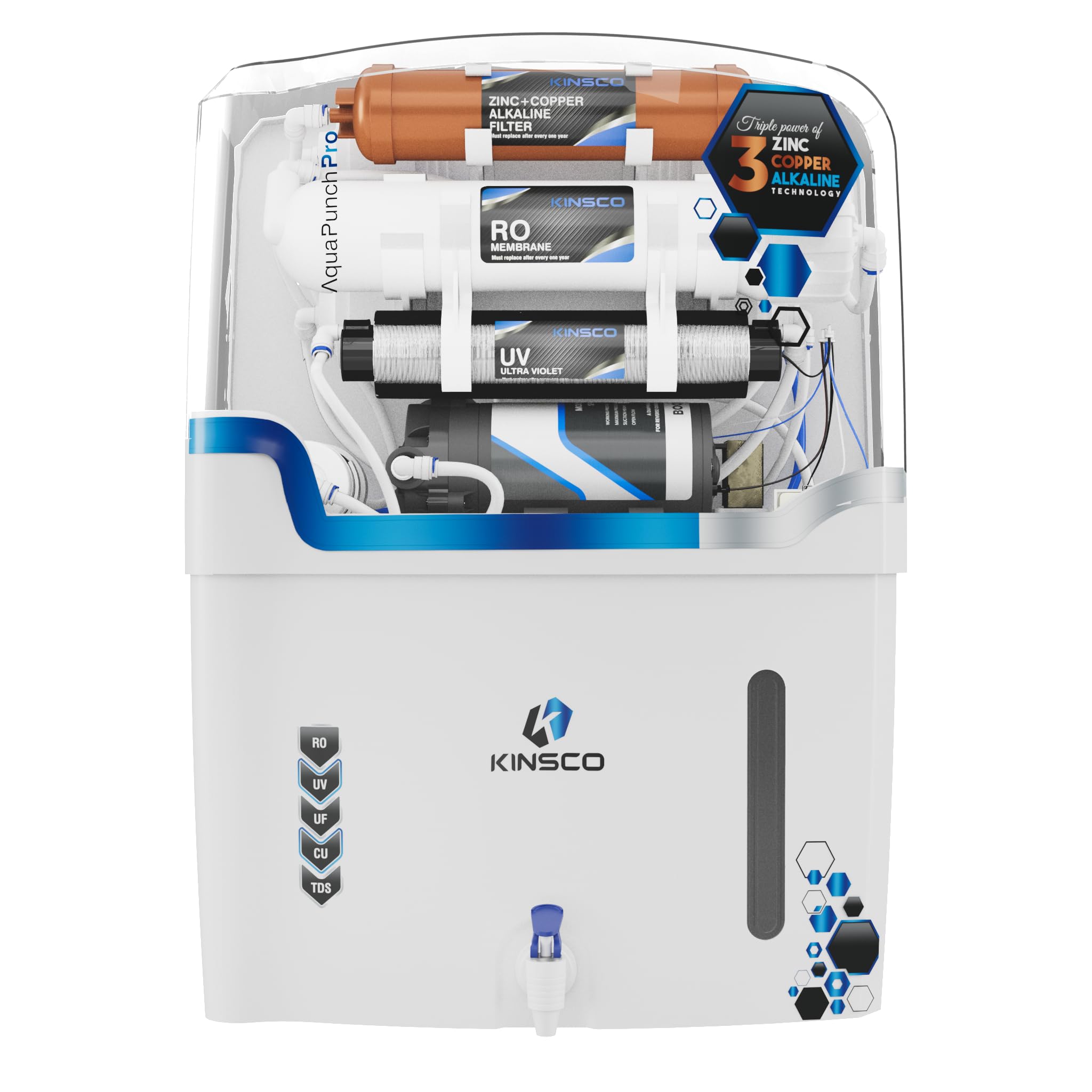 Kinsco Aqua Punch Pro RO+UV+UF+TDS Adjuster 18L Water Purifier