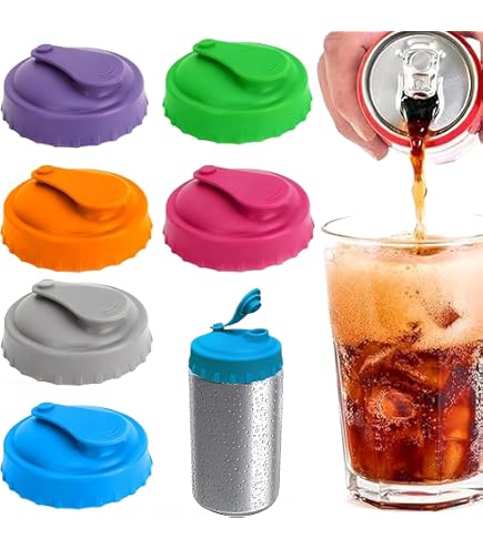 Produktbild von 6 Silikon-Dosendeckel – Wiederverwendbar, Luftdicht, Auslaufsicher, Passend Für Standarddosen (Cola, Bier, Energy), Spritzschutz, Bunt