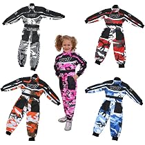 Combinaison Motocross Enfant Wulfsport - Rouge Camouflage - Tissu Lavable - Pour Course Karting